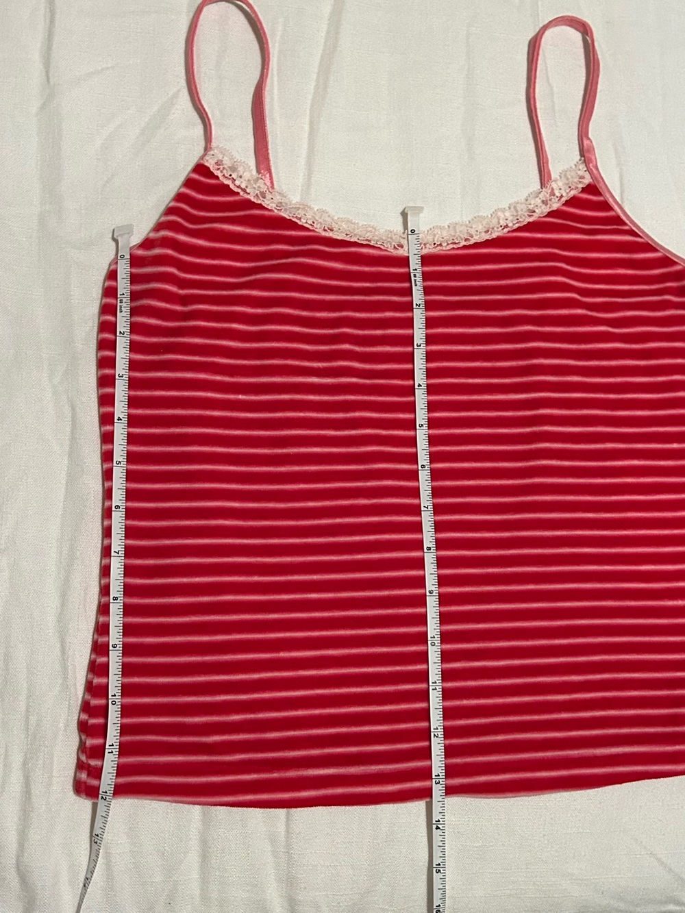 Victoria Secret Red Striped Lace-Trim Women's Camisole & Pant Pajama Set - Picture 4 of 14